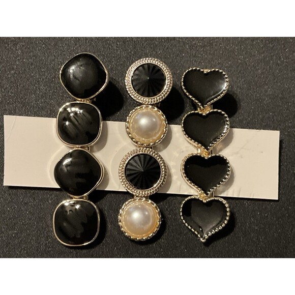 Contemporary Gold Tone/Black Alligator Hair Pins - Picture 2 of 4